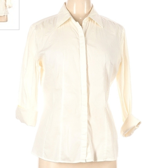 Apt. 9 White Collared Button Down Blouse Shirt Women's Large L Career Office EUC - Picture 1 of 5